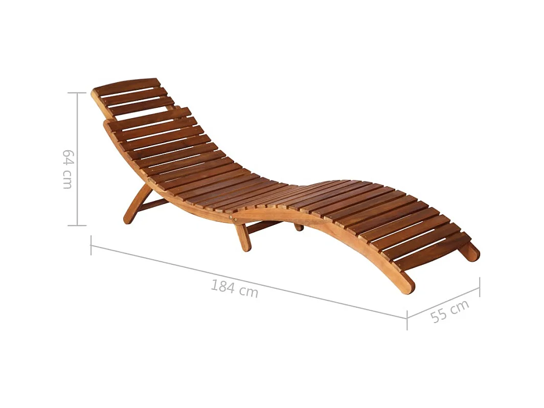 Chaise longue de jardin avec table et coussin Bois d'acacia