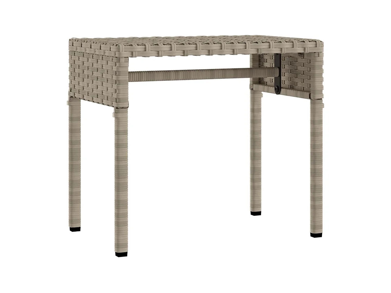 Chaise longue avec auvent et table gris clair résine tressée