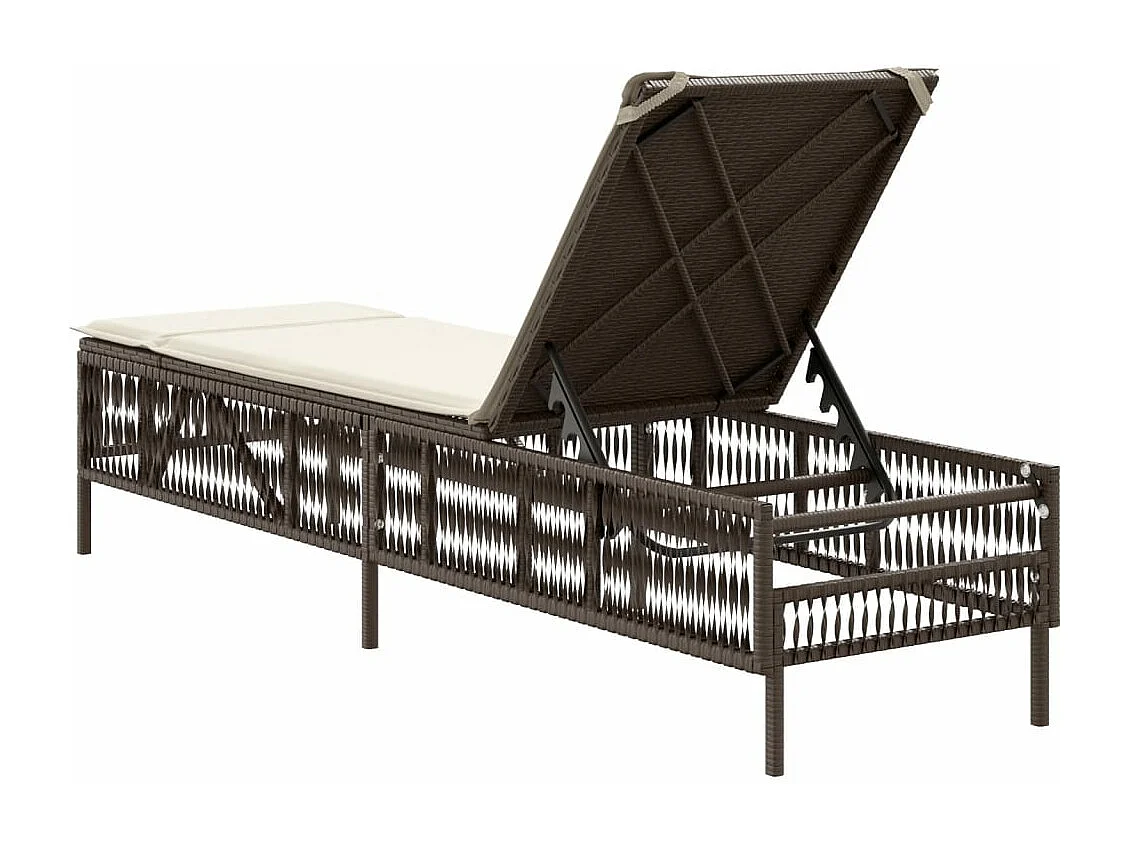 Chaise longue avec coussin marron résine tressée