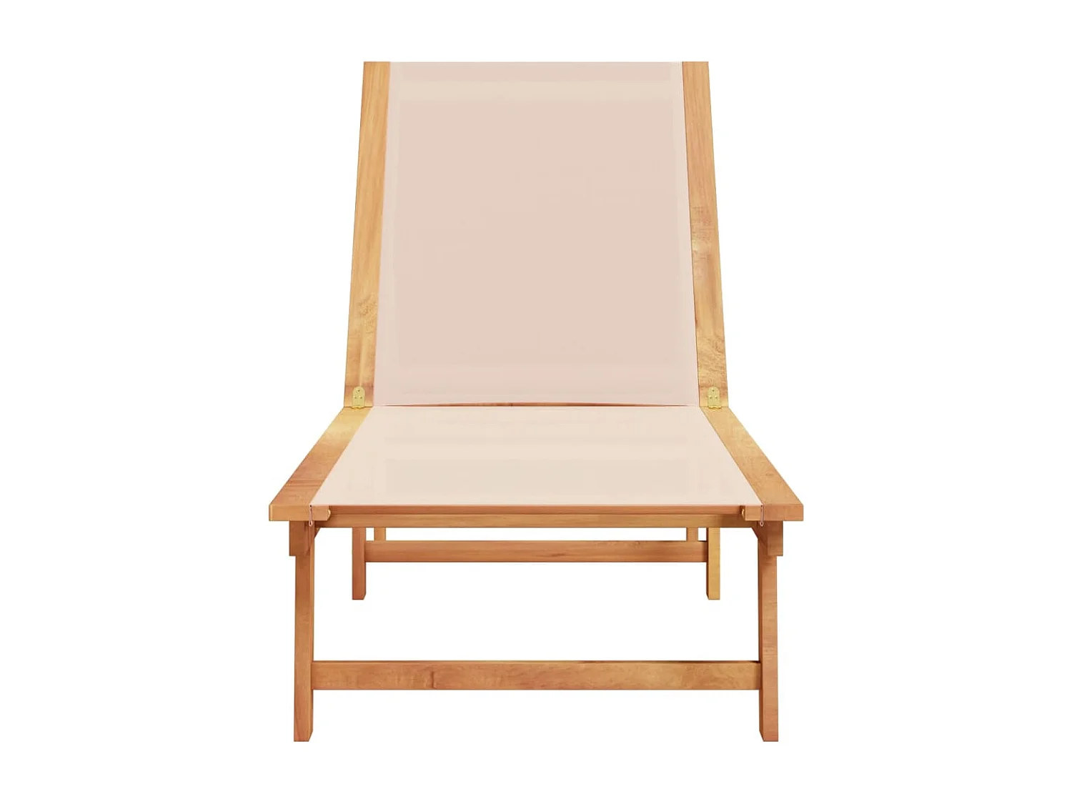 Chaise longue crème bois d'acacia solide et textilène