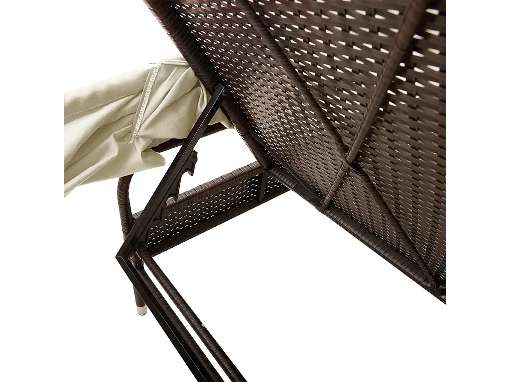 Chaise longue avec auvent et table marron résine tressée