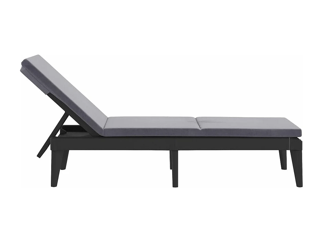 Chaise longue avec coussin anthracite 186x60x29 cm PP