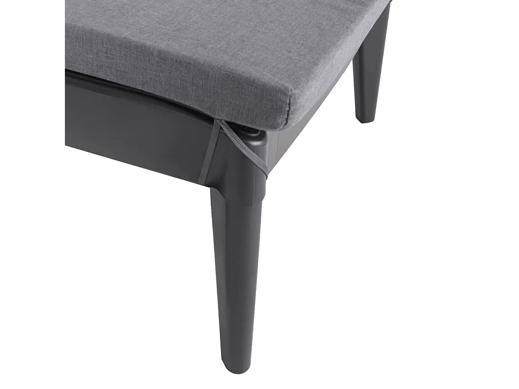 Chaise longue avec coussin anthracite 186x60x29 cm PP