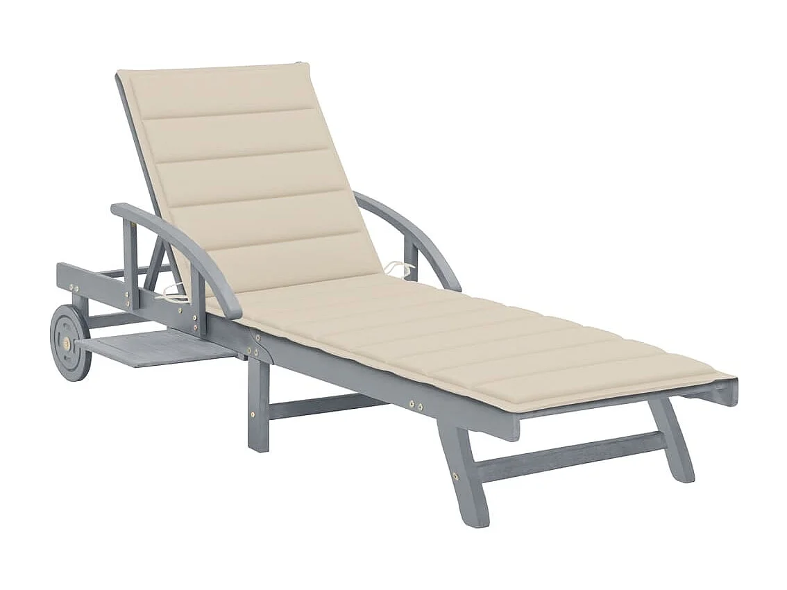 Poltrona da giardino con cuscino. Legno massello di acacia