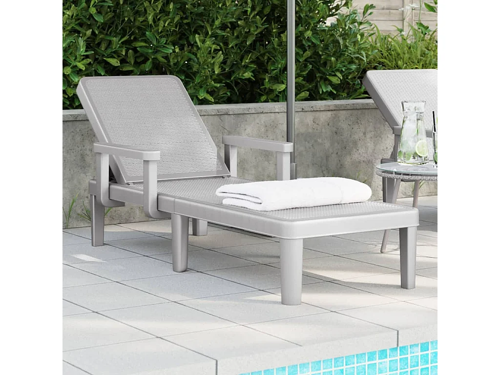 Chaise longue réglable en hauteur à 4 positions polypropylène