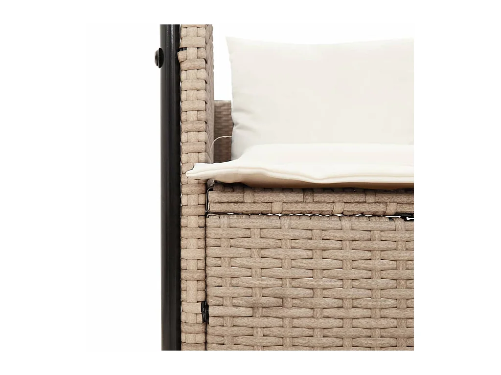 Chaise longue double avec toit et rideaux beige résine tressée