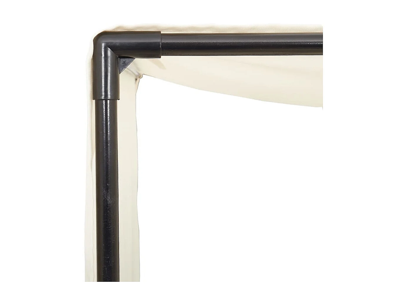 Chaise longue double avec toit et rideaux beige résine tressée