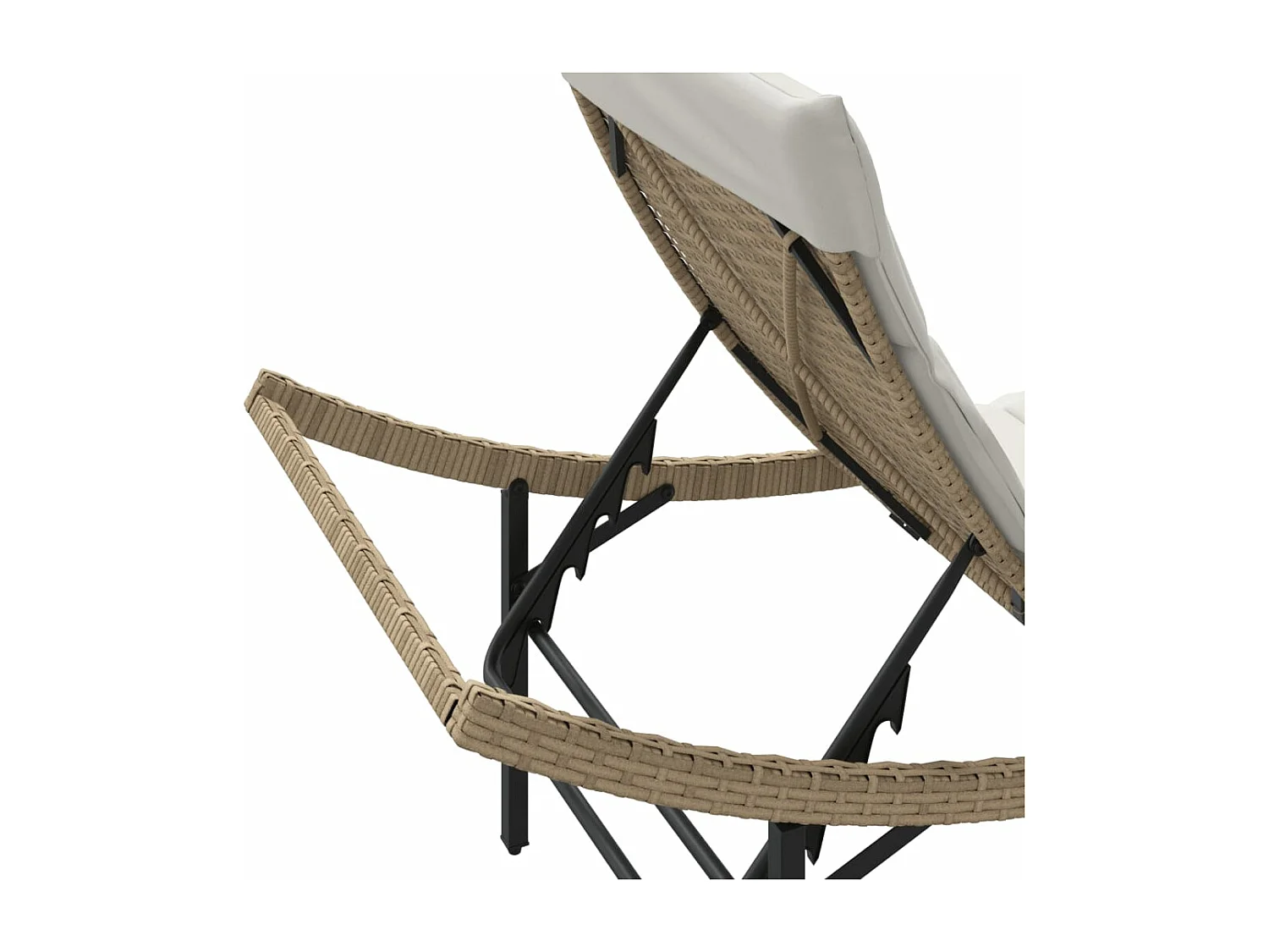 Conjunto de 2 cadeiras de praia com mesa de resina tecida bege