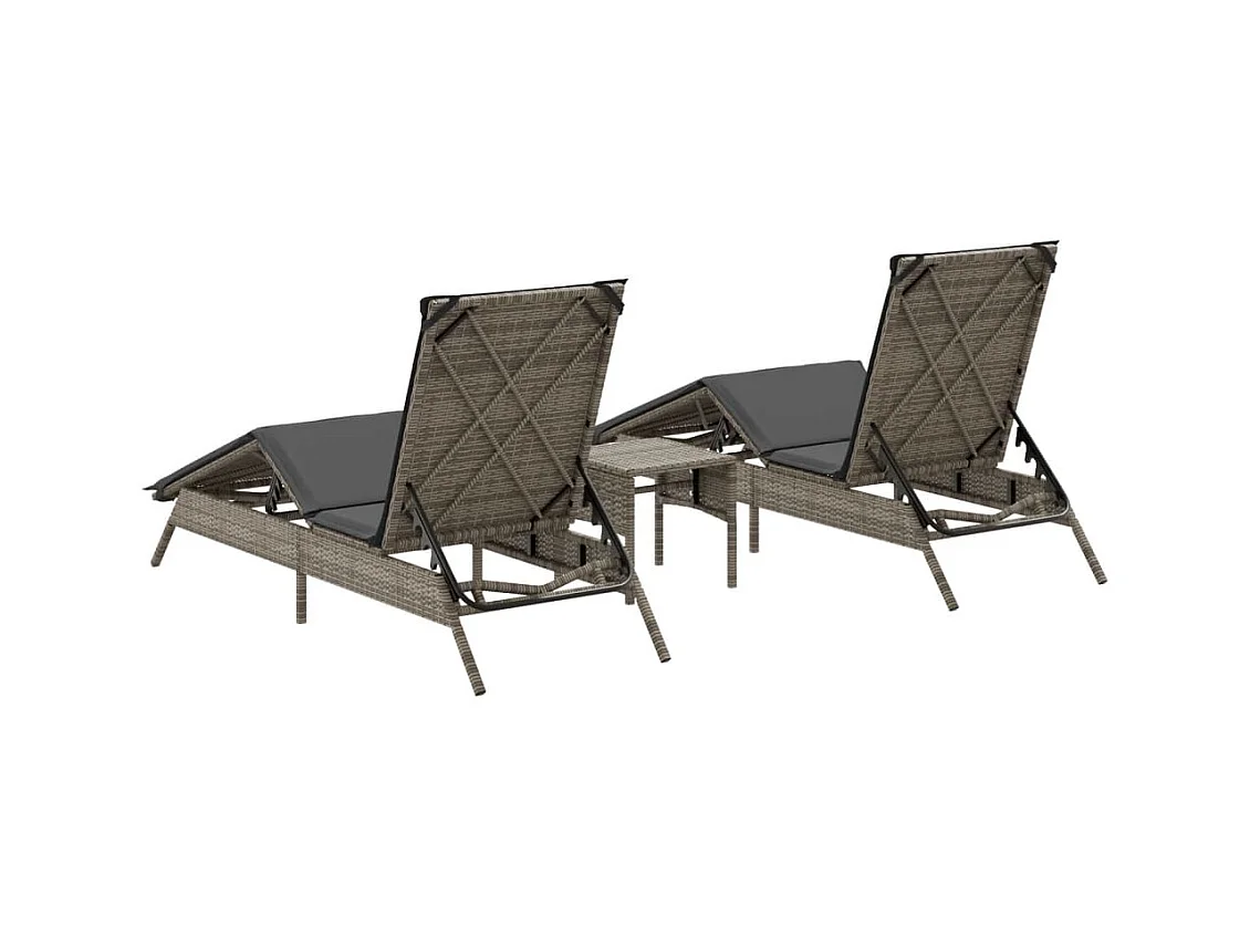 Ligstoelen set van 2 met grijs geweven harstafel