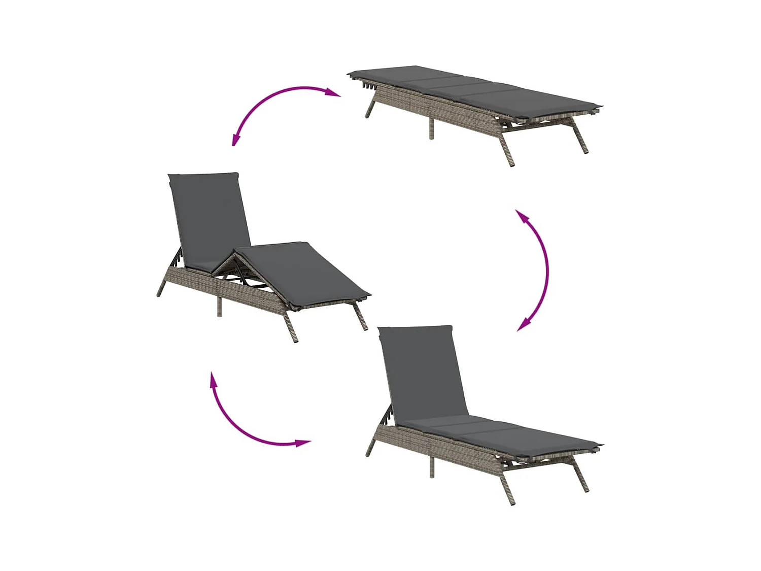 Ligstoelen set van 2 met grijs geweven harstafel