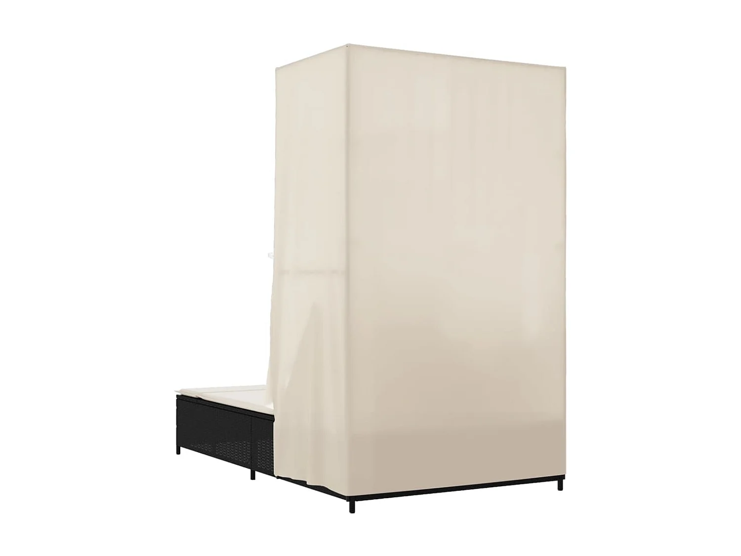 Poltrona lounge doppia con tetto e tende in resina intrecciata nera