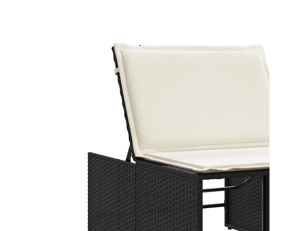 Chaises longues lot de 2 avec table noir résine tressée