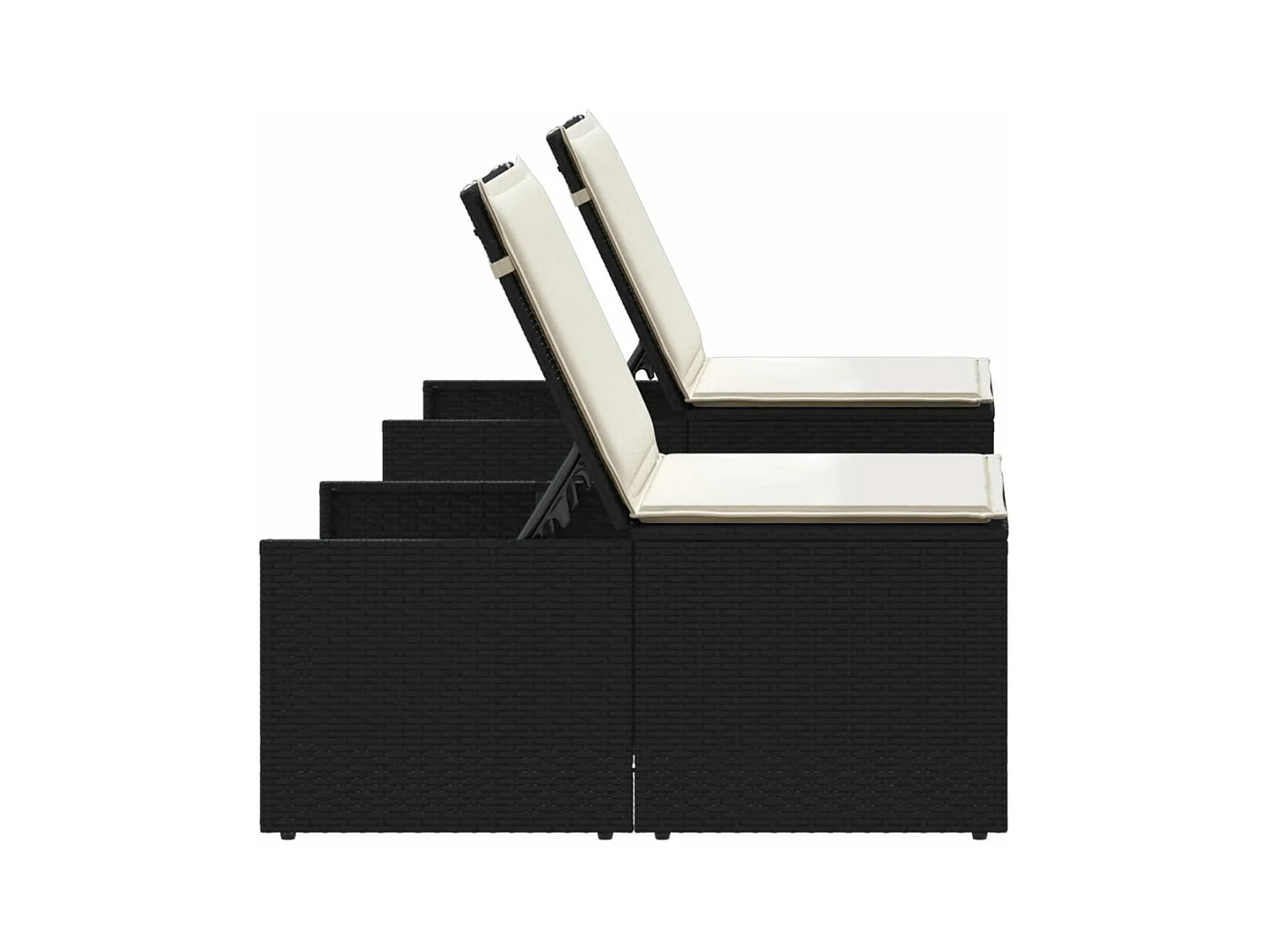 Chaises longues lot de 2 avec table noir résine tressée