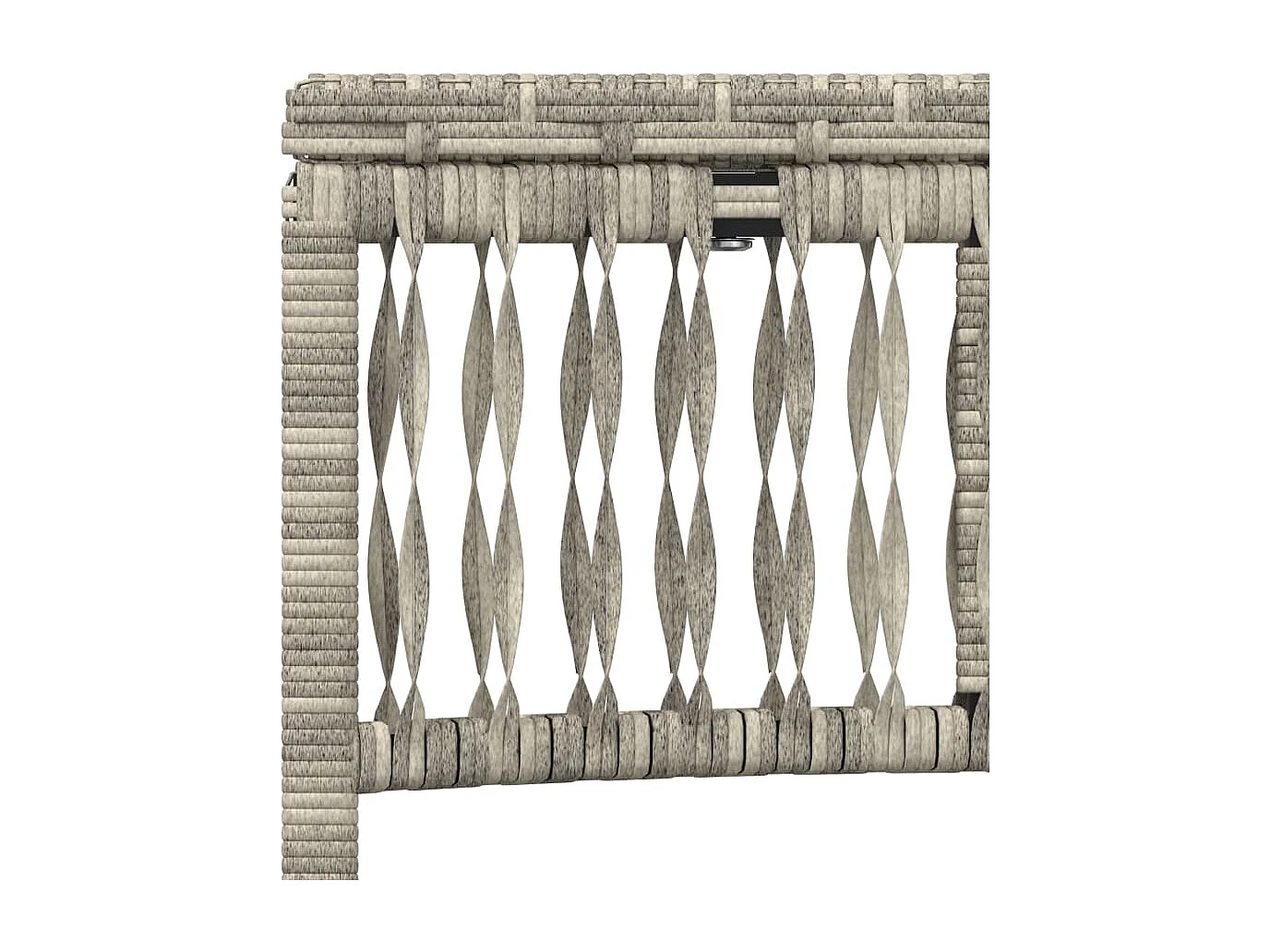 Juego de 2 tumbonas con mesa de resina tejida en gris claro.