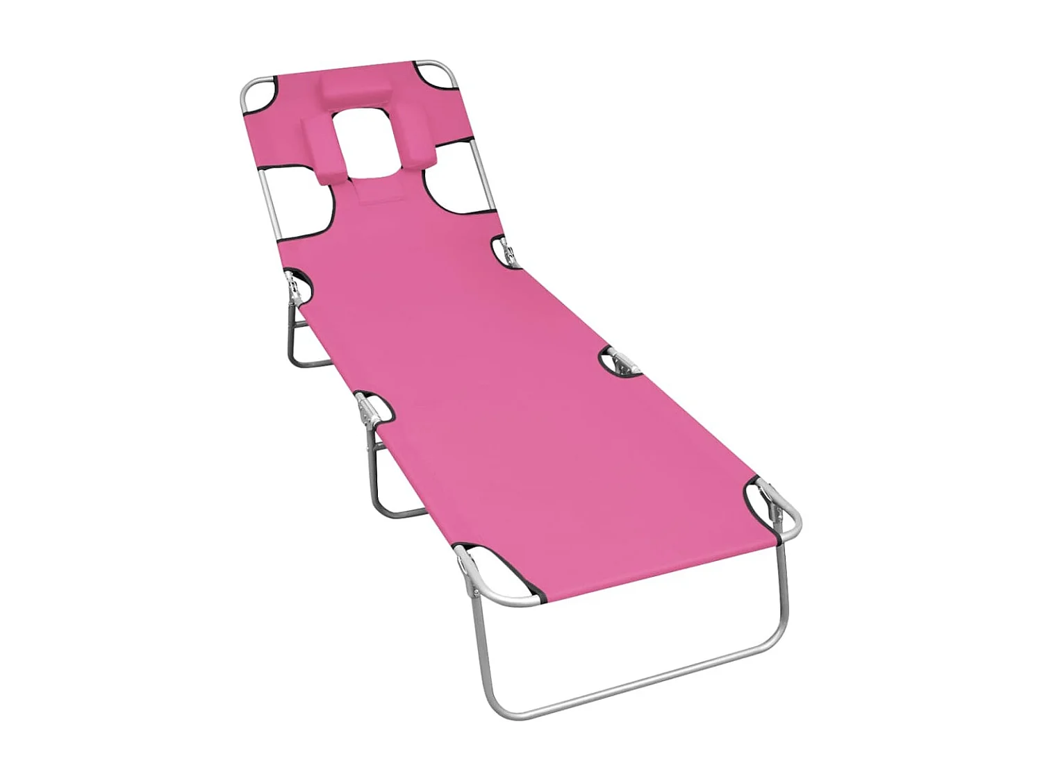 Poltrona dobrável com almofada de cabeça Aço Magento rosa