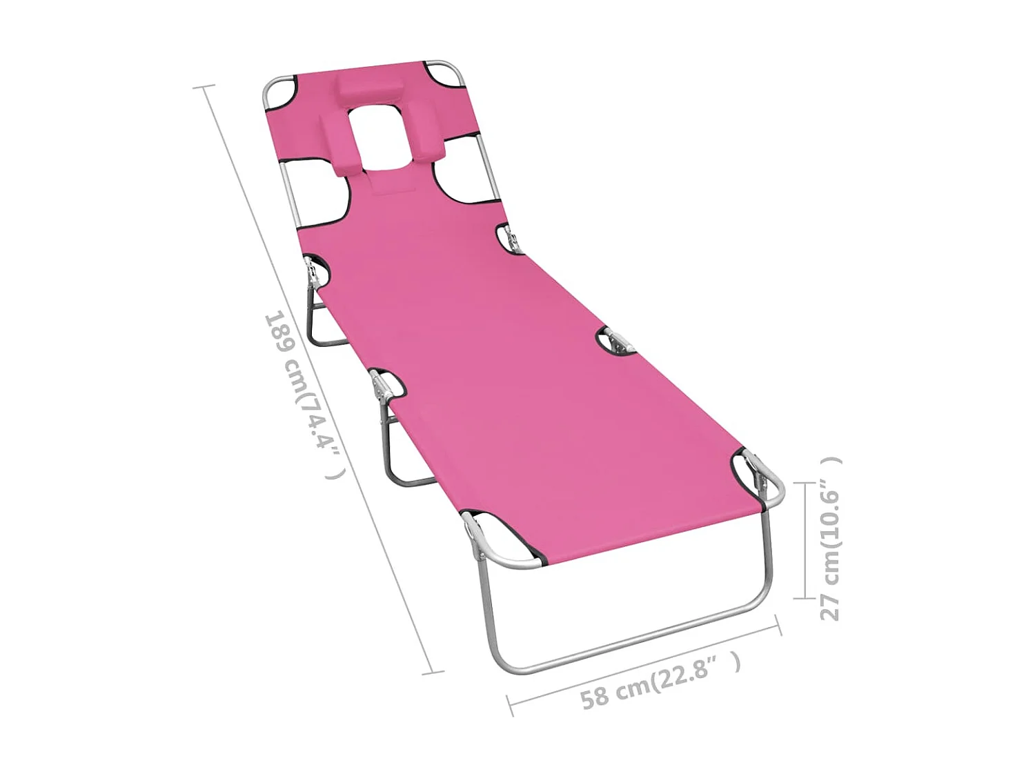 Poltrona dobrável com almofada de cabeça Aço Magento rosa