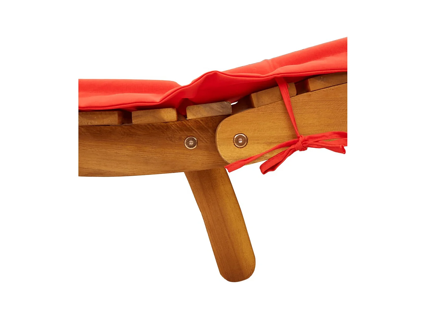 Loungestoel met rood kussen massief acaciahout