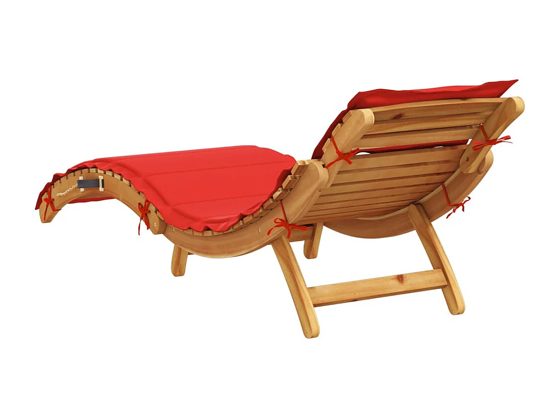 Chaise longue avec coussin rouge bois d'acacia solide