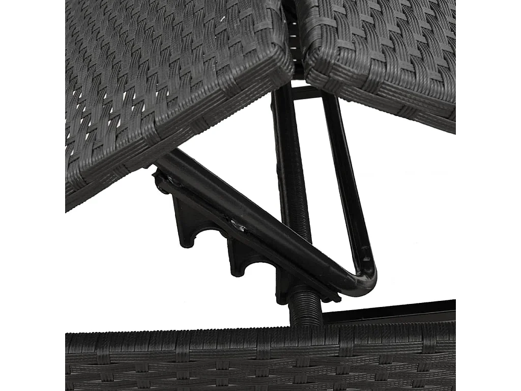 Chaises longues lot de 2 avec table noir résine tressée