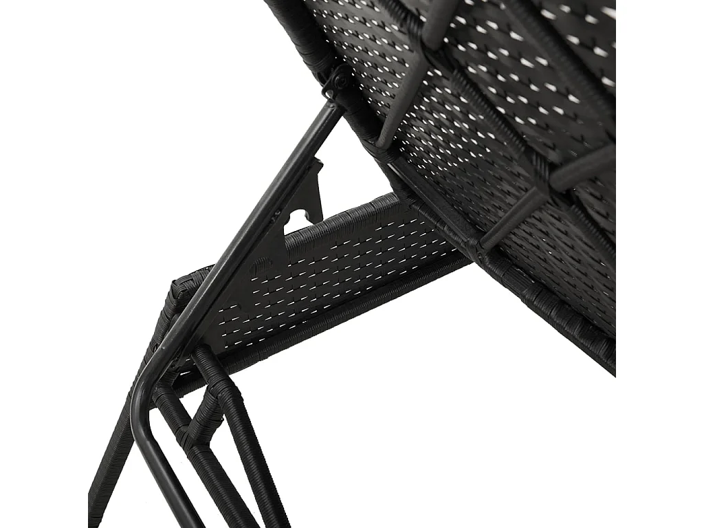 Chaises longues lot de 2 avec table noir résine tressée