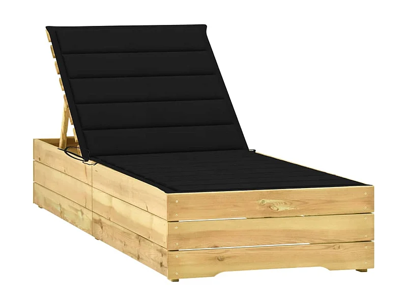 Poltrona lounge con cuscino nero Legno di pino impregnato