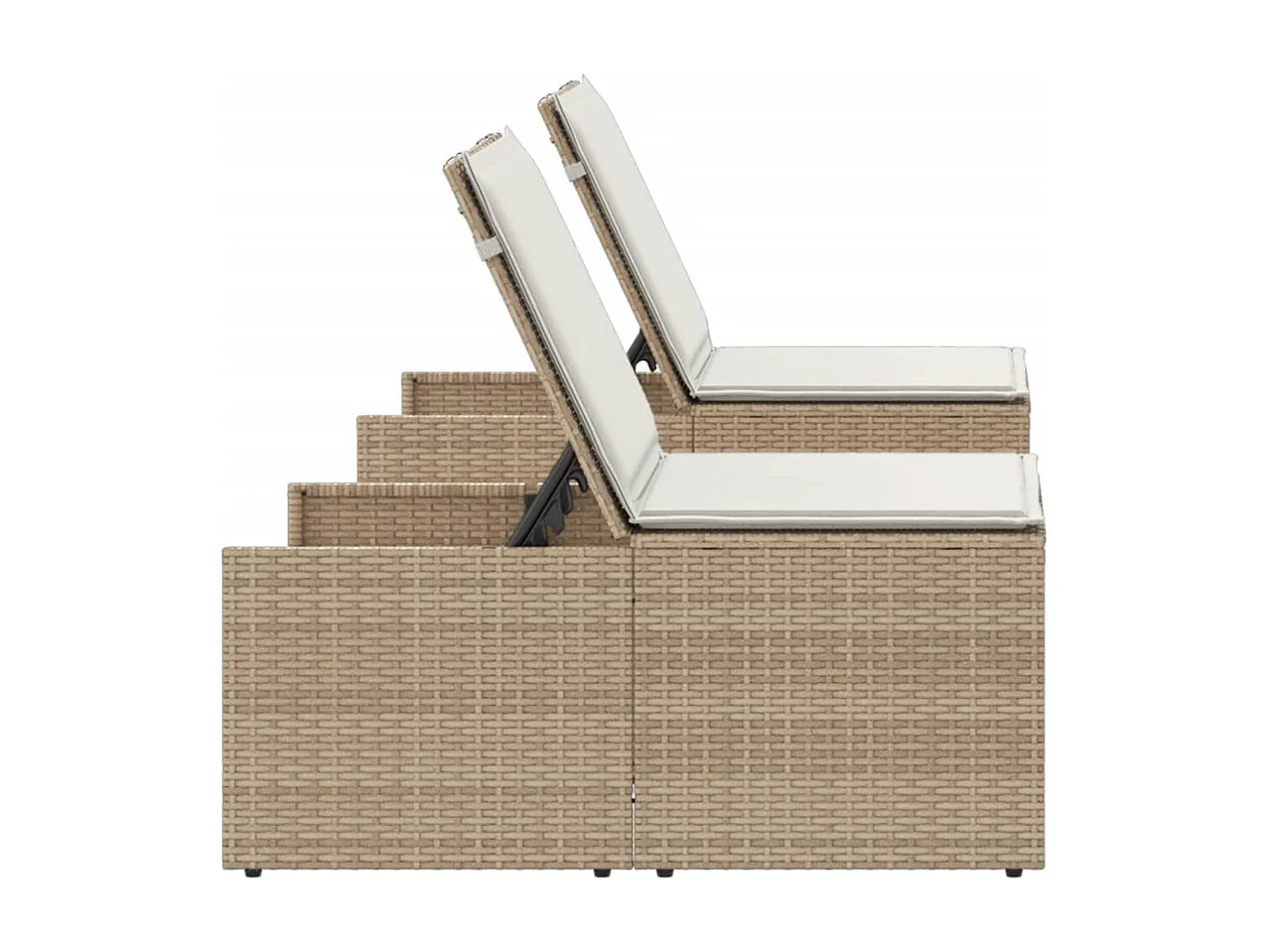 Conjunto de 2 cadeiras de praia com mesa de resina tecida bege