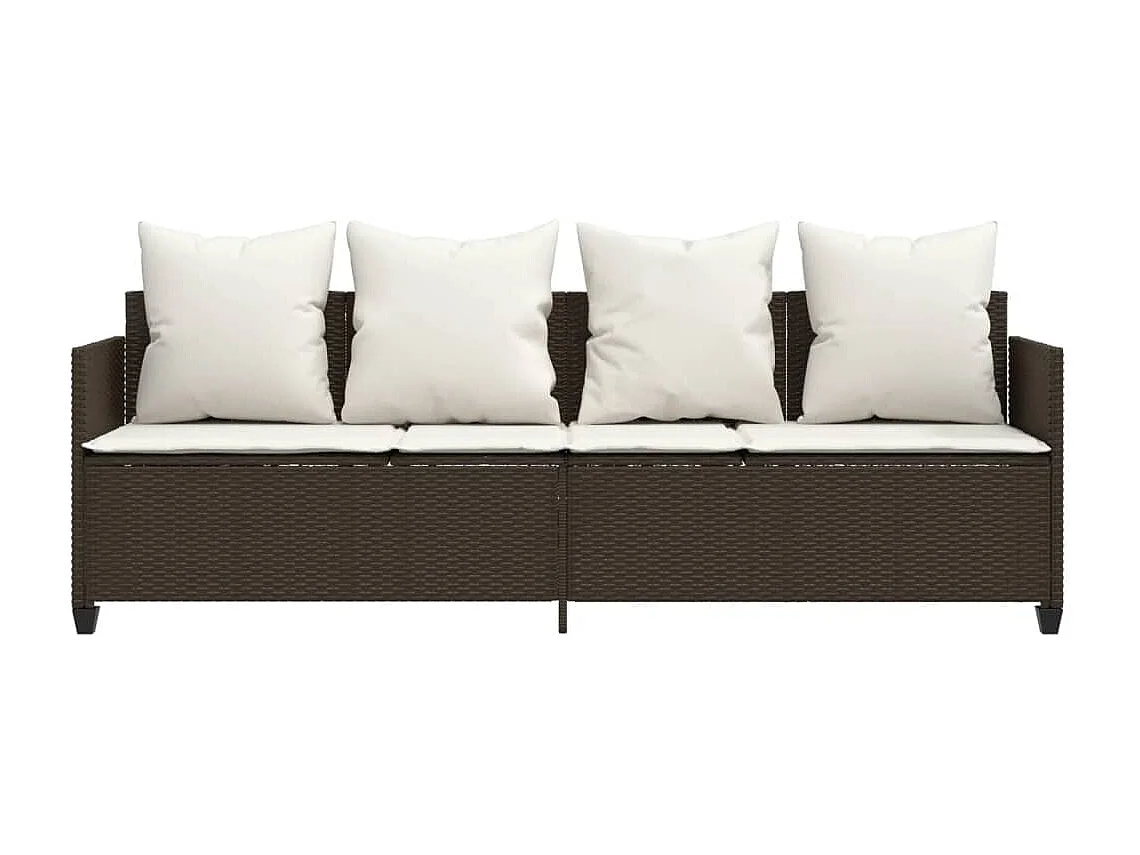 Chaise longue avec coussins marron résine tressée