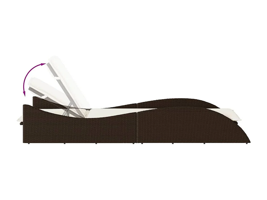 Chaise longue avec coussin marron 60x205x73 cm résine tressée