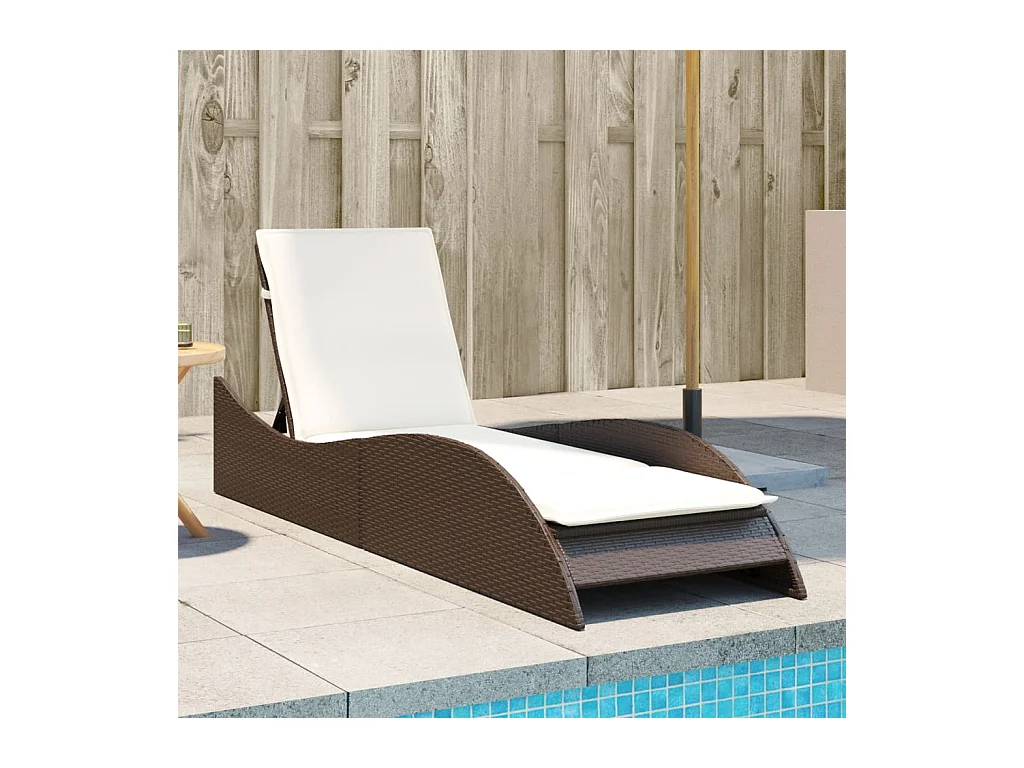 Loungesessel mit braunem Kissen 60x205x73 cm aus geflochtenem Harz