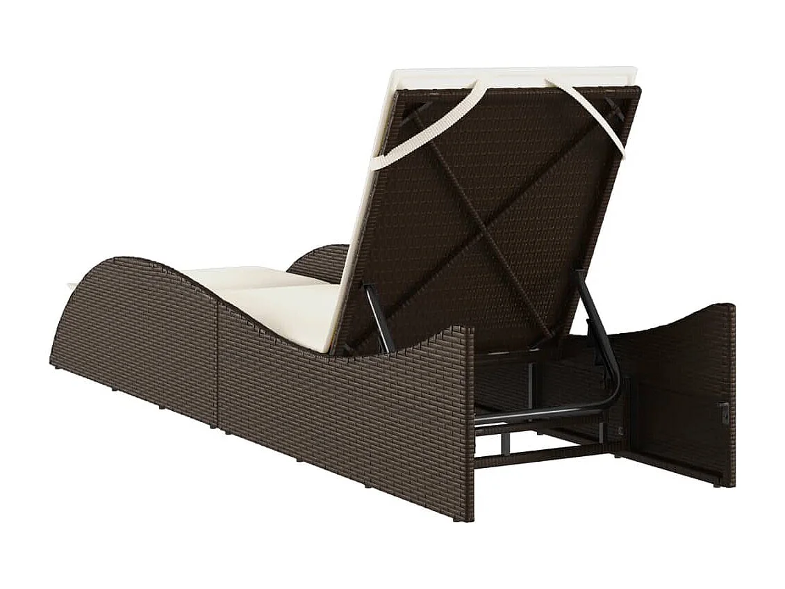 Chaise longue avec coussin marron 60x205x73 cm résine tressée