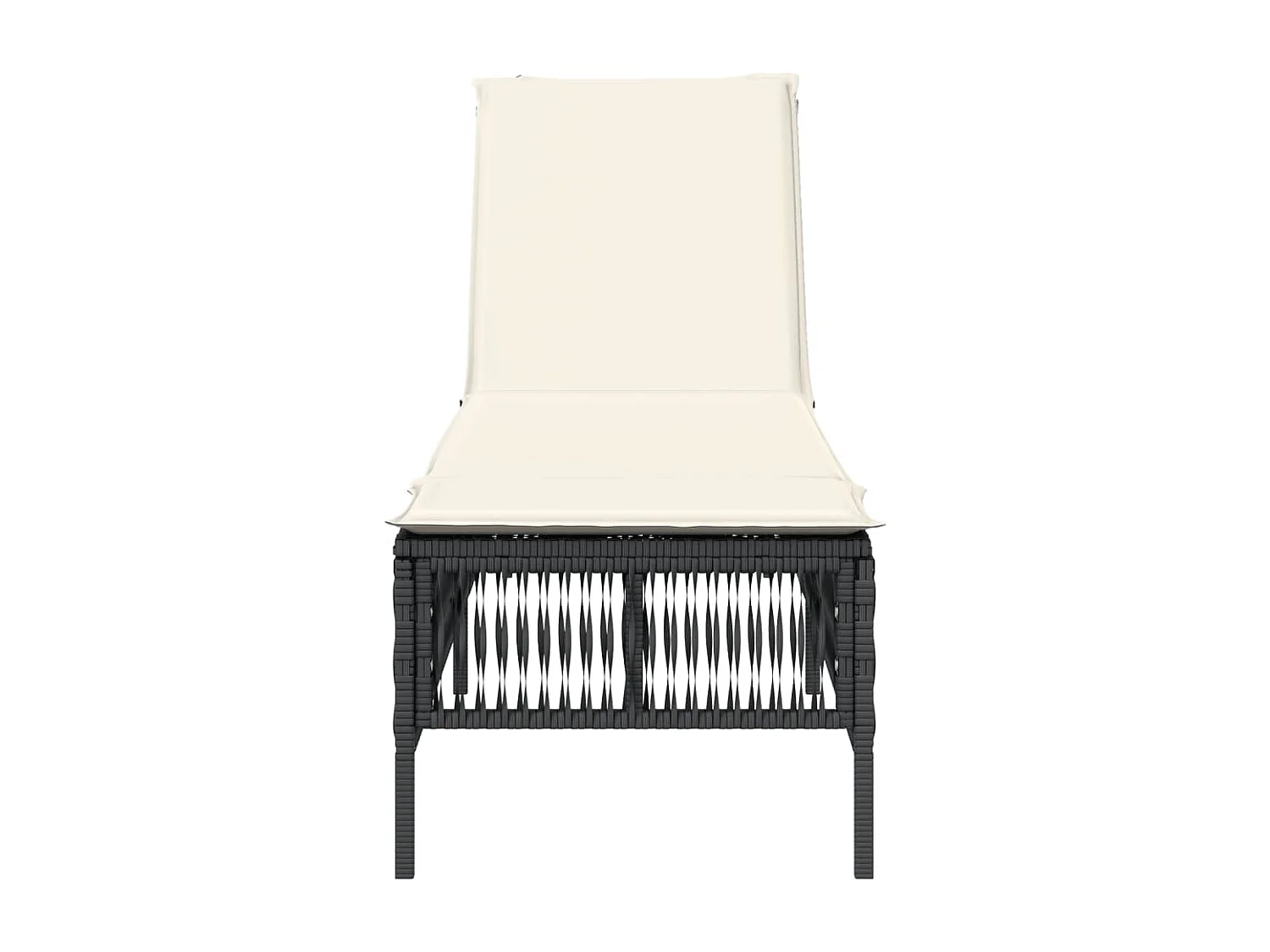 Chaise longue avec coussin noir résine tressée