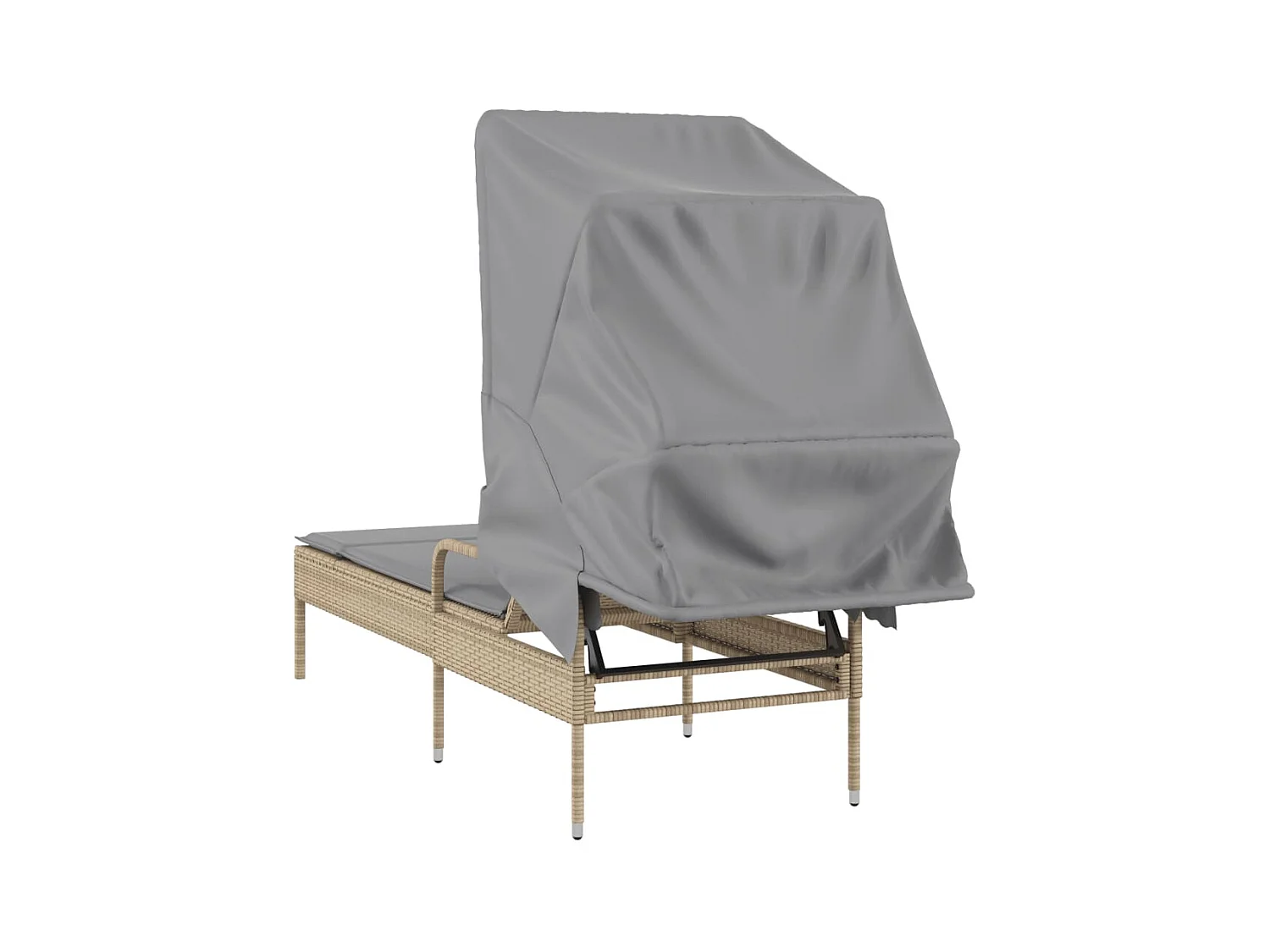 Chaise longue avec auvent beige résine tressée