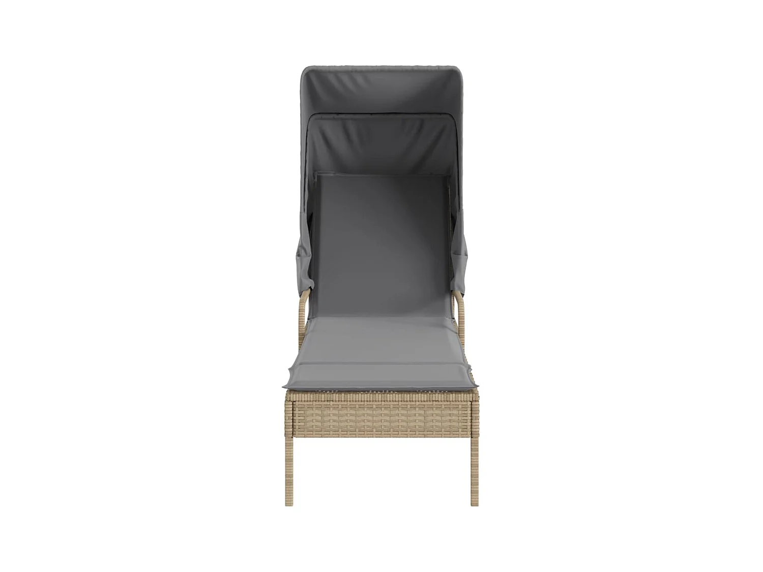 Chaise longue avec auvent beige résine tressée
