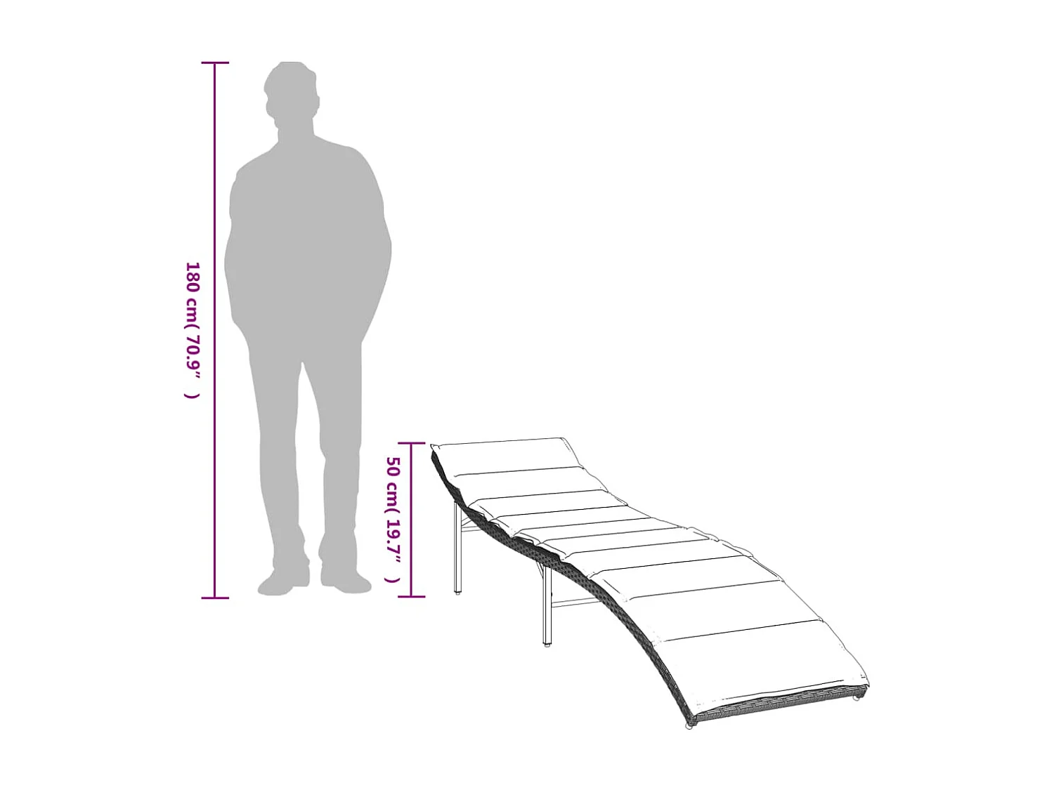 Chaises longues lot de 2 et coussins gris clair résine tressée