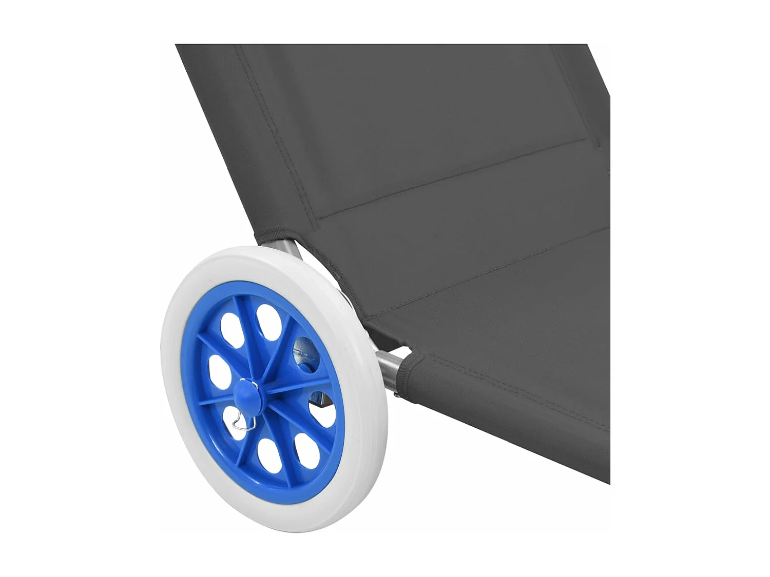 Chaise longue pliable avec auvent et roues Acier Gris