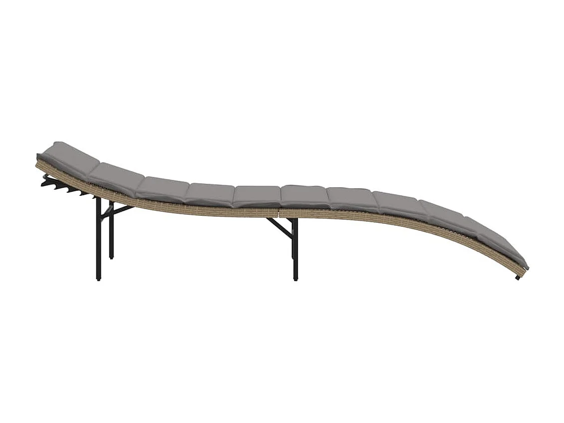 Chaise longue avec coussin beige 55x199x50 cm résine tressée