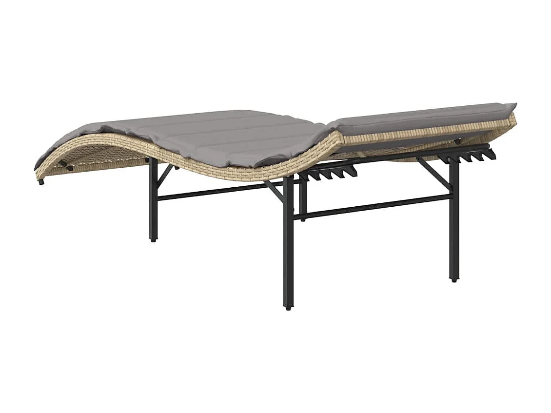 Chaise longue avec coussin beige 55x199x50 cm résine tressée