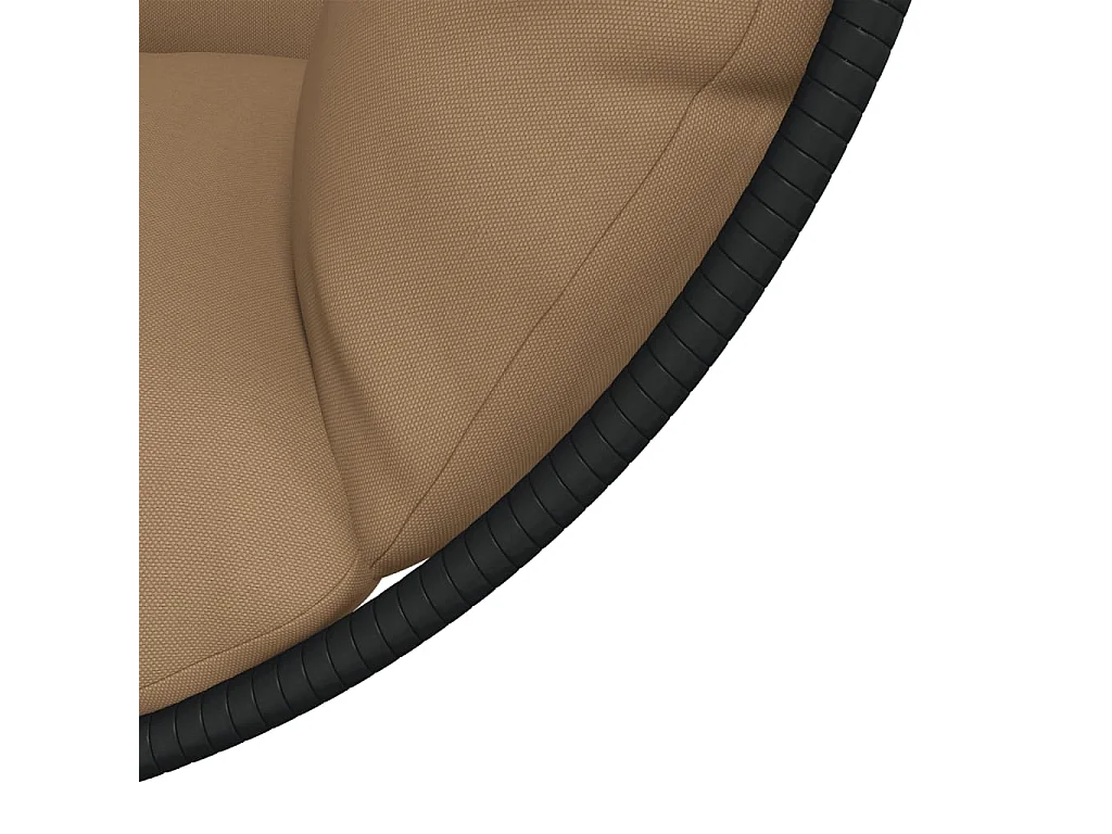 Poltroncina sospesa a forma di uovo e supporto in rattan tortora e acciaio