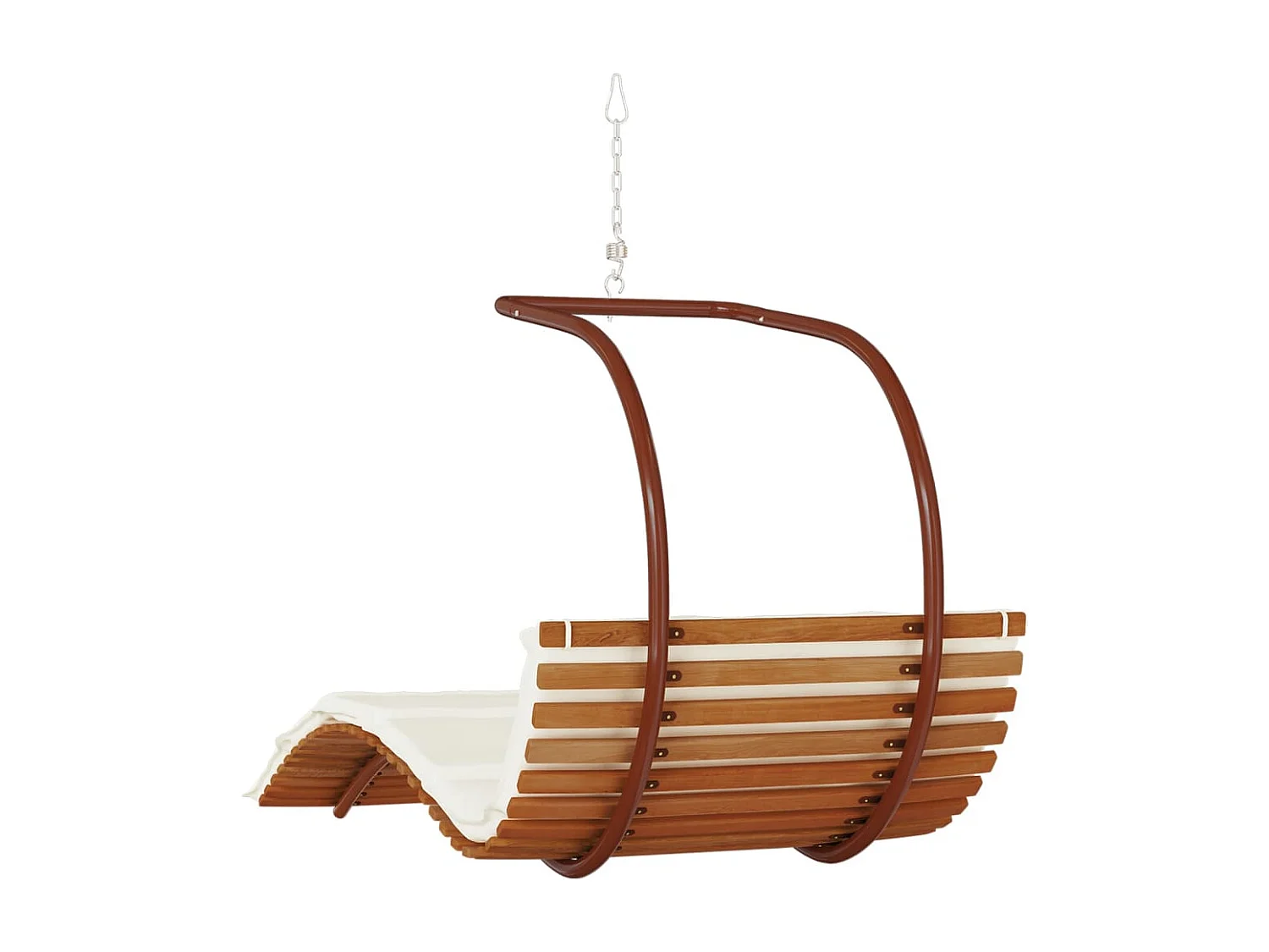 Sedia a dondolo con cuscino in tessuto e legno massello di pioppo