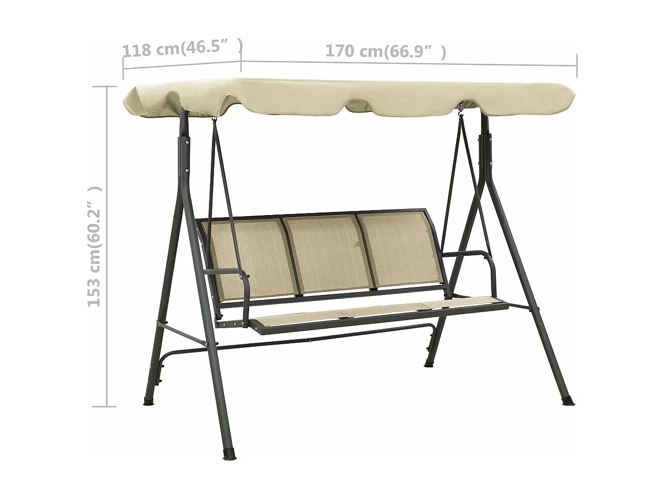 Balancelle de jardin avec baldaquin Anthracite et sable