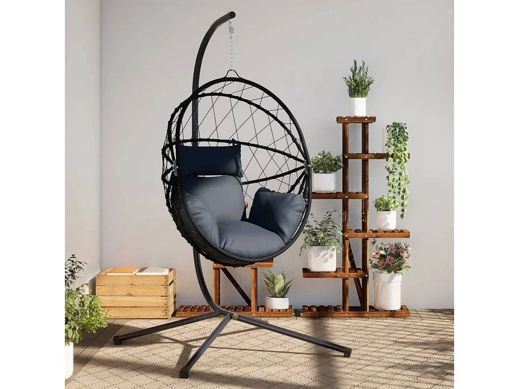 Chaise suspendue en forme d'œuf avec support anthracite