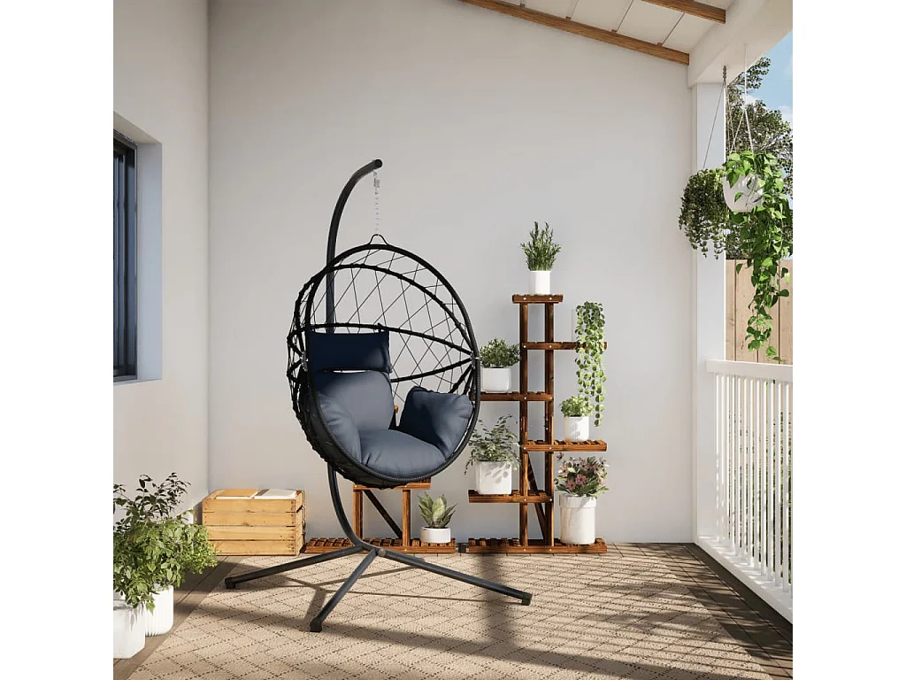 Chaise suspendue en forme d'œuf avec support anthracite