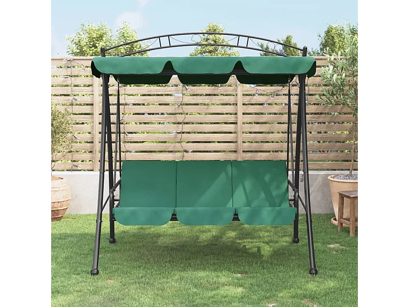 Altalena da giardino con tettoia verde 198 cm in tessuto e acciaio