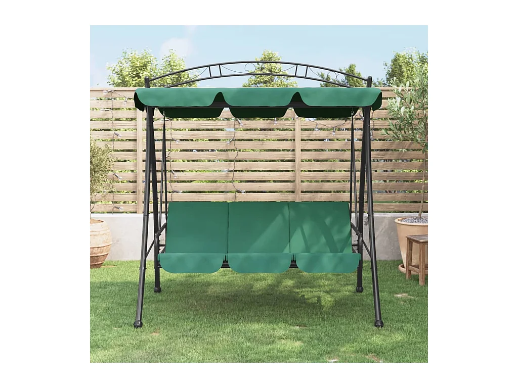 Balancelle de jardin avec auvent vert 198 cm tissu et acier