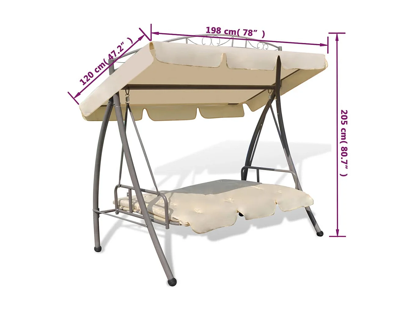 Balancelle convertible d'extérieur avec auvent Blanc sable