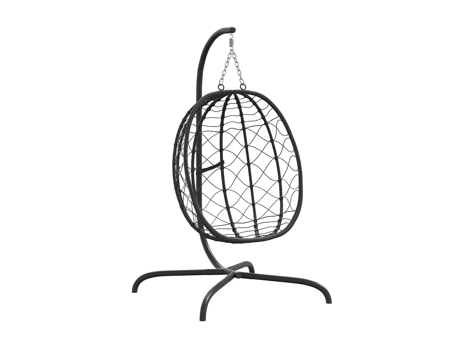 Poltroncina sospesa a forma di uovo con cuscino bianco panna