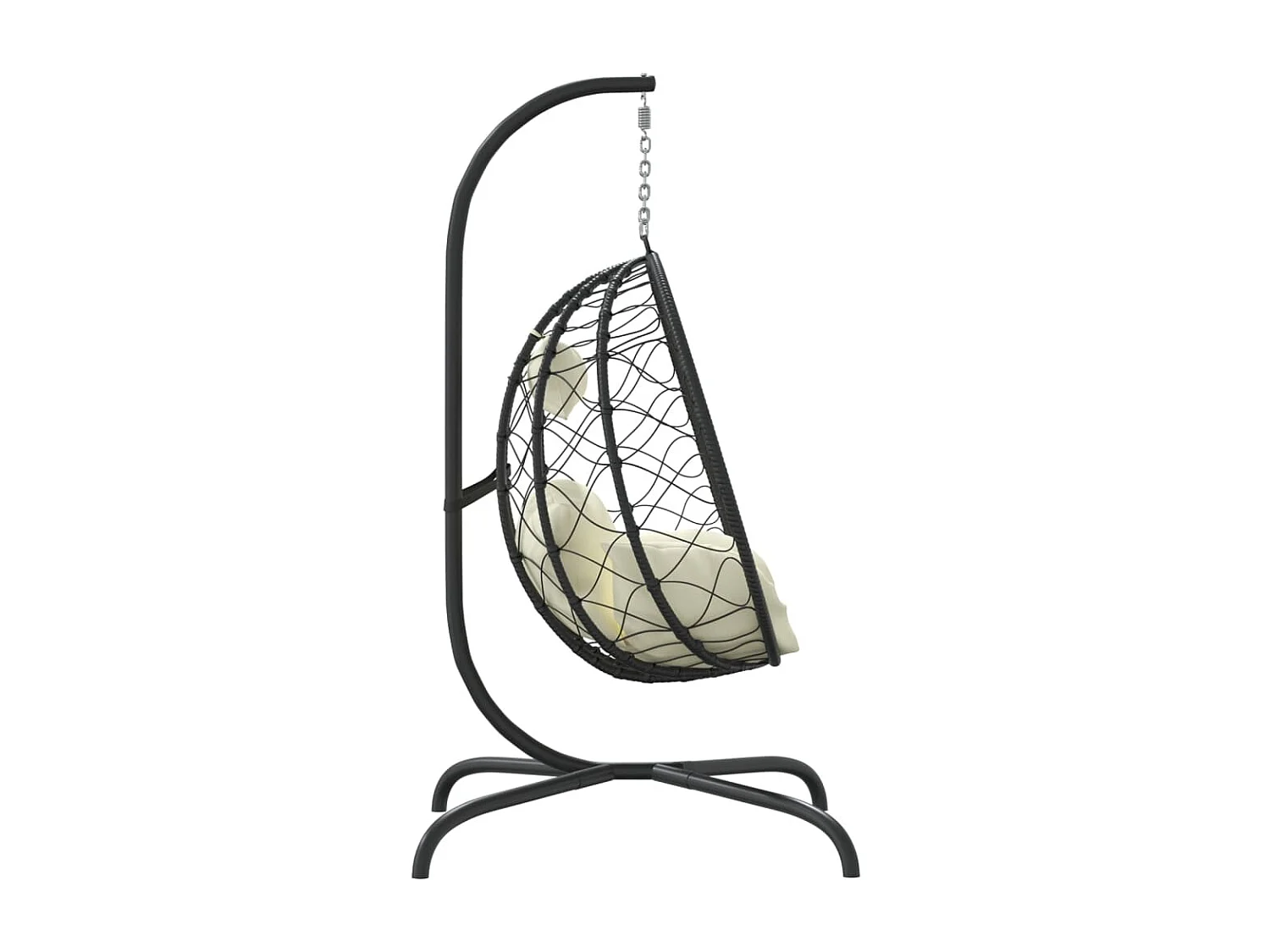 Chaise suspendue en forme d'œuf avec coussin blanc crème