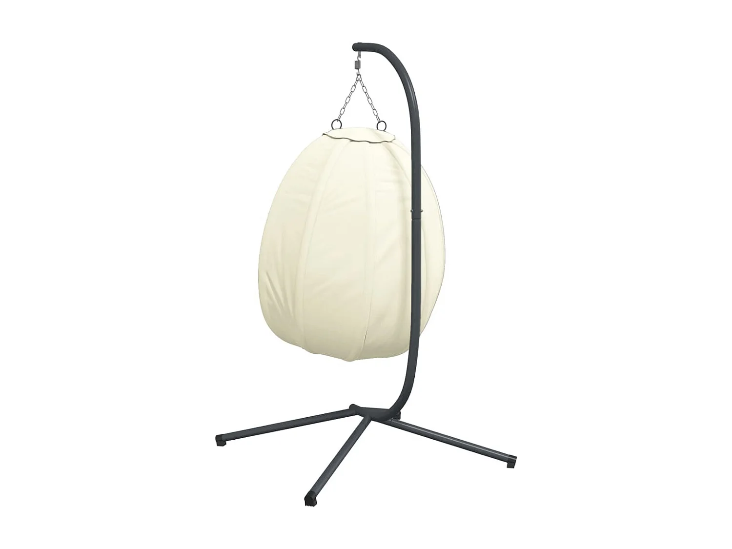 Chaise suspendue en forme d'œuf et support beige tissu et acier