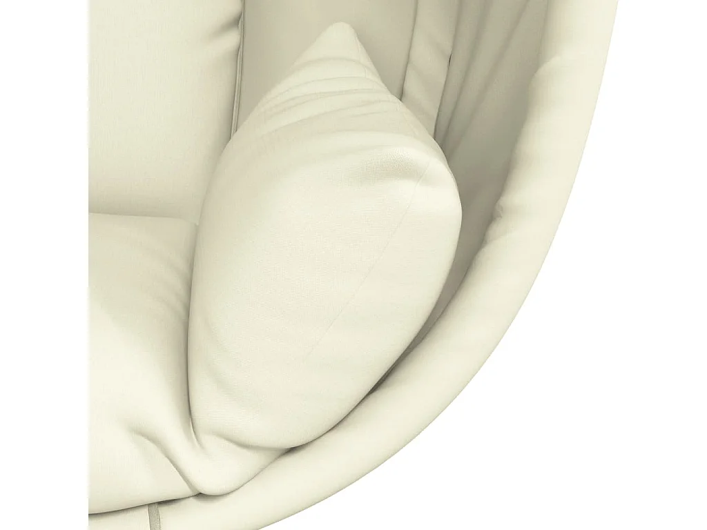 Chaise suspendue en forme d'œuf et support beige tissu et acier