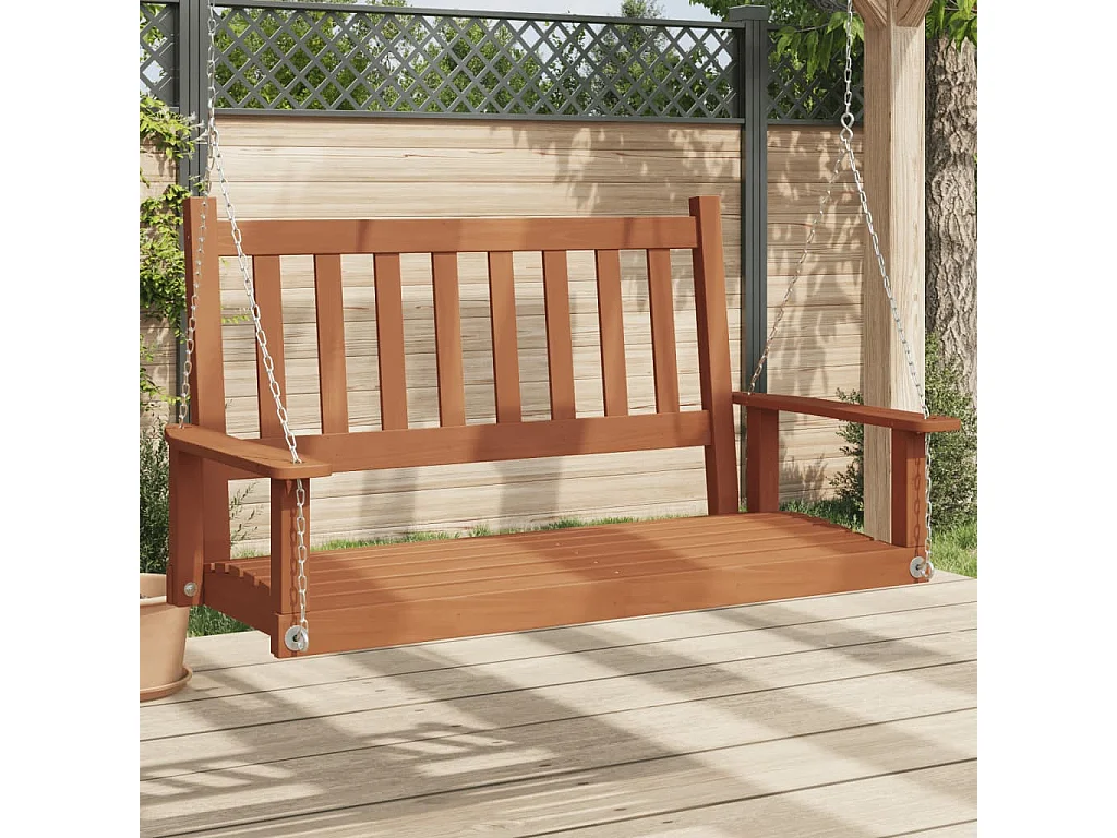 Banc de balançoire de jardin chaînes en métal bois massif sapin